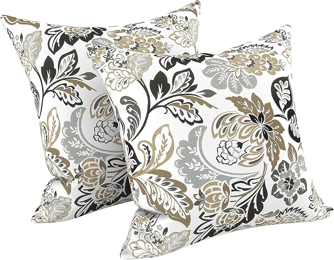 LVTXIII 2 Pack Outdoor Throw Pillow Covers for Patio Furniture, 16x16 Inch Square Pillow Case, Water-Repellent Cushion Covers for Garden, Porch, Sofa, Dailey Tan