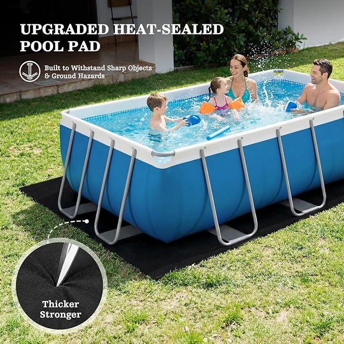 UIRWAY 9 x 18ft Rectangle Pool Liner Pad for Above Ground Swimming Pools, [2026 New Pool Pad 300G/M² Thicker] Pool Underlayment Pad, Under Pool Mats, Seamless Pool Ground Cloth, Extend Liner Life