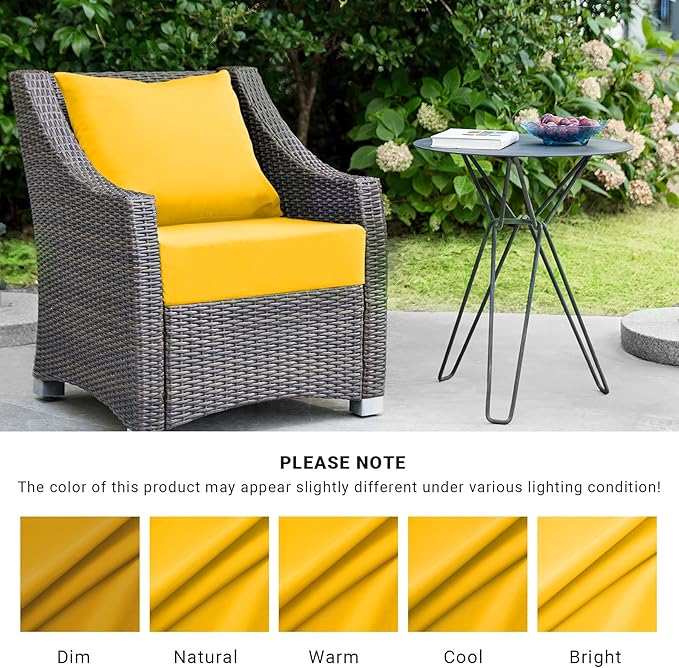 IPYNBAP Outdoor Cushions for Patio Furniture,Outdoor Seat Cushion Set 24 x 24 x 5.75 Inch,Waterproof & Fade Resistant Outdoor Chair Cushions,Deep Patio Chair Cushion with Removable Cover,Yellow