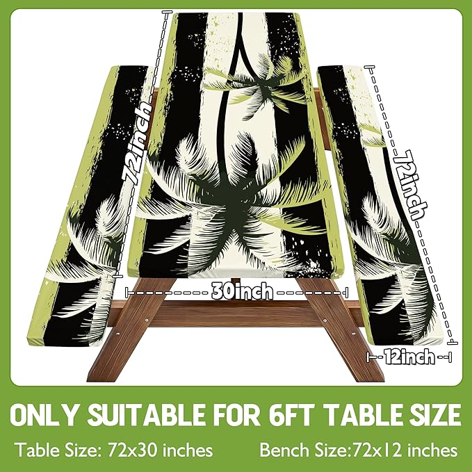 Picnic Table Cover with Bench Covers Tablecloth Glamping Essentials Gear Table Cloth Outdoor Summer Motorhome Cool Fun Unique Ideas Gifts for Camper Camping Lovers RV Owner Family Couple Men Male Dad