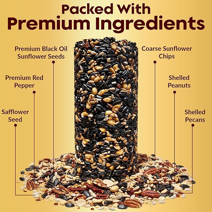 Flockin' Hot Pepper Bird Seed Cylinders with Hole – Spicy Birdseed to Reduce Squirrels – Bird Seeds for Outside Wild Birds – No Mess Birdseed – Hot Bird Seed, No Filler – USA Made (4" x 7.75") 2 Pack