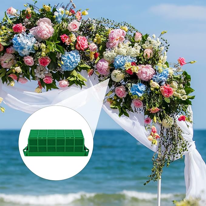 Hahood 6 Packs Floral Foam Cage Rectangle Flower Cage Holders with Floral Foam Flower Arrangement Supplies for Fresh Flowers, Home Wedding Decorations, 11.8 x 4.3 x 3.1 Inches