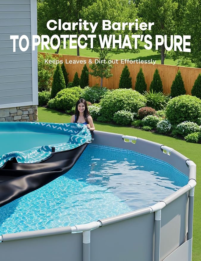 POOLHACKER 【2025 Upgrade】 21 ft Winter Pool Cover - 21ft Round Above Ground, 500D Thick & Durable Winter Pool Cover, Upgraded with Velcro, Cable and Pulley System for a Windproof, Secure Fit