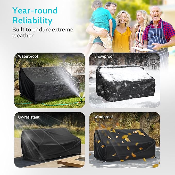 Outdoor Loveseat Cover, Waterproof, Fits up to 54"W x 38"D x 35"H, Sunproof, Tear-Resistant, Black