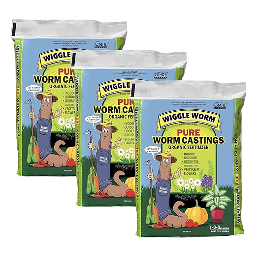 Wiggle Worm 100% Pure Organic Mineral-Dense Worm Castings Fertilizer, 15lbs, Pack of 3 - Improves Soil Fertility and Aeration for Growing Better Houseplants, Vegetables, and More