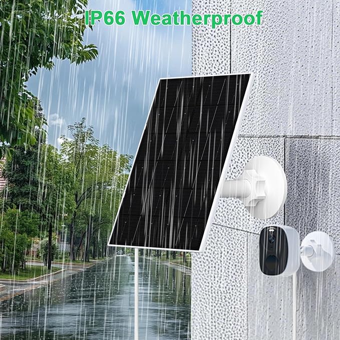 FUTUREZEN 4W Solar Panel for Security Camera, Type-C/Micro USB Solar Charger for Rechargeable Battery Cameras, IP66 Waterproof, 360° Adjustable Bracket, 9.8ft Cable for Outdoor Use, 1 Pack
