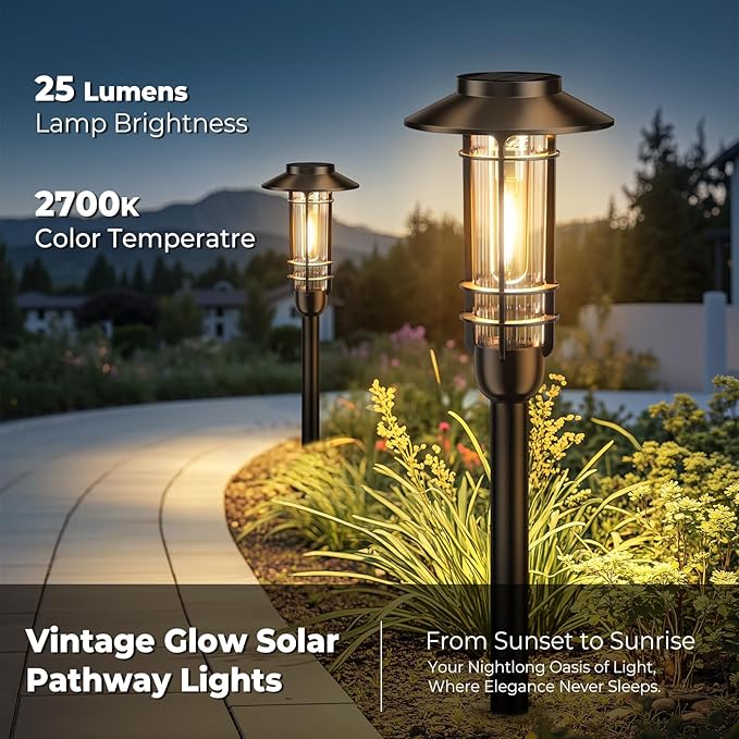 Ahaorigin 6 Pack Solar Pathway Lights Outdoor, Upgraded Bright Solar Powered Garden Light Outside, Waterproof Outdoor Lighting for Landscape Lawn Patio Yard Path Driveway Walkway Decor, Warm White