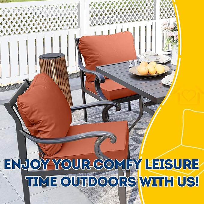 AAAAAcessories Outdoor Seat Cushions for Chairs, Fade-Resistant, Waterproof Patio Furniture Replacement Cushions, 22" x 22" x 3" + 22" x 17", Rust