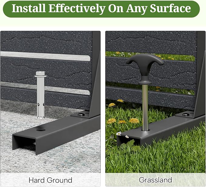 Privacy Screen Outdoor 60" Hx35 W Freestanding Privacy Panel with Stand, HDPE Decorative Privacy Fence with Sandblasting Louver Pattern, Patio Divider Screen, Privacy Screens for Outside