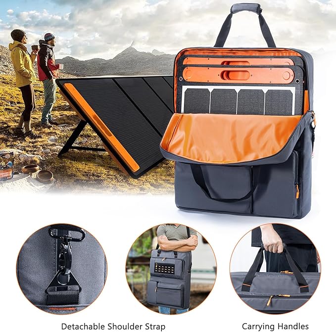Travel Carrying Case Compatible with Jackery SolarSaga 100W 100X 200W - Solar Panel Storage Bag for 2 Battery Panels with Multiple Pocket