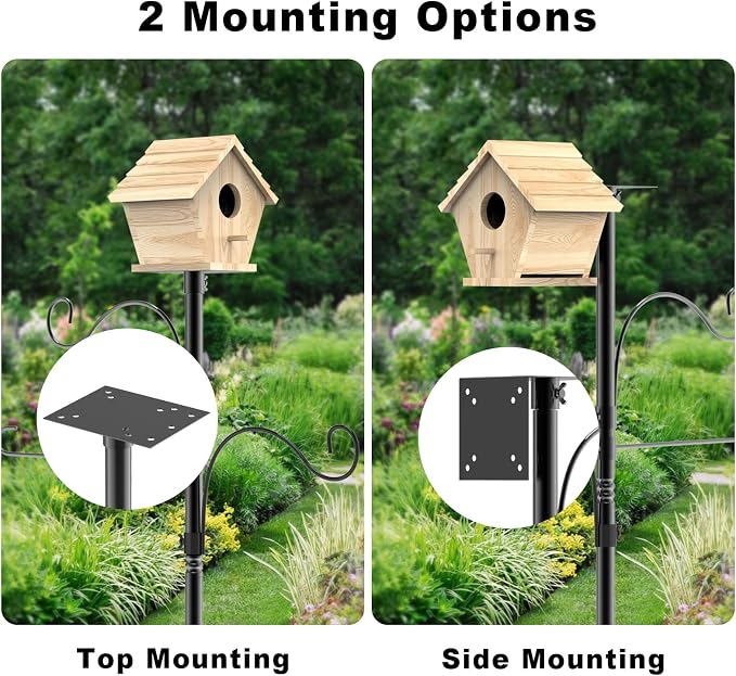 Bird Feeder Pole 118 Inch Outdoor Bird House Mount Kit | Easy bolt assembly without extra hardware,Squirrel Proof Baffle,Heavy duty sturdy metal structure