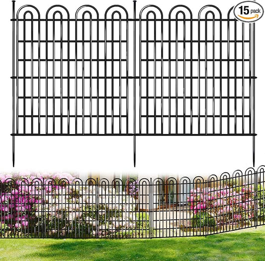 15 Panels Tall Garden Animal Barrier Fence, 33 in(H) X 36.8 ft(L) No Dig Decorative Garden Fence Outdoor for Yard, Heavy Duty Rustproof Metal Edging Border for Dog, Rabbits