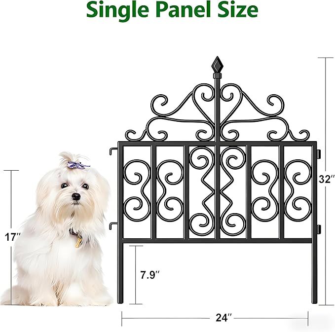 AMAGABELI GARDEN & HOME 5 Panels 32in(H)×10ft(L) 0.4 Inch Wire Diameter Decorative Garden Fences and Borders for Dogs No Dig Metal Garden Edging Border Animal Barrier Fencing for Flower Bed Yard Patio