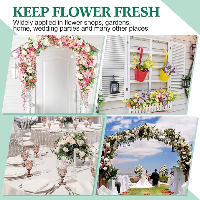 144 Pcs Floral Water Tubes Green Floral Tubes Plastic Flower Tubes for Fresh Flowers with Rubber Cap for Flower Stem Arrangements Supplies, 2 Size (12 Inch, 6 Inch)