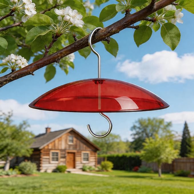 8" Mini Weather Guard for Bird Feeder - 2 PC x Small Protective Dome Cover Against Rain/Snow/Sun - Red Dia. 20CM
