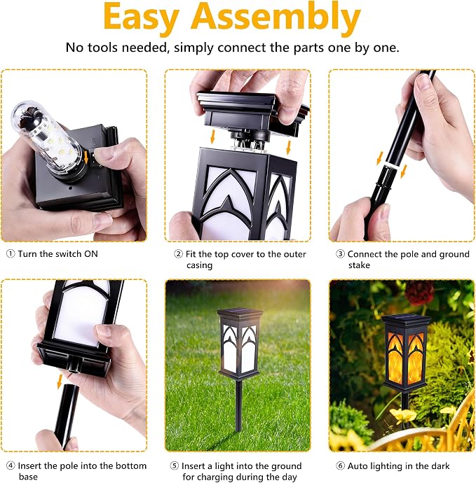 Solar Lights Outdoor, 10 Pack Solar Torch Light with Flickering Flame, Waterproof Garden Lights Outdoor Landscape Lighting, Flame Torches for Outside Patio Pathway Walkway Yard Lawn Decorations