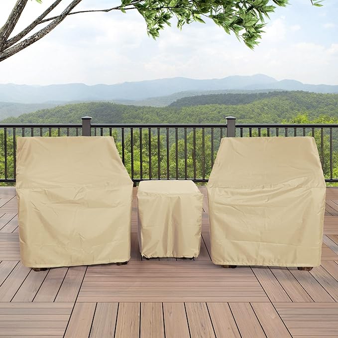 Patio Furniture Covers,Outdoor Furniture Cover Waterproof,Patio Furniture Set Covers for 3 Piece Outdoor Bistro,Patio Sofa Covers Set for 2 Chairs and Coffee Table,Beige