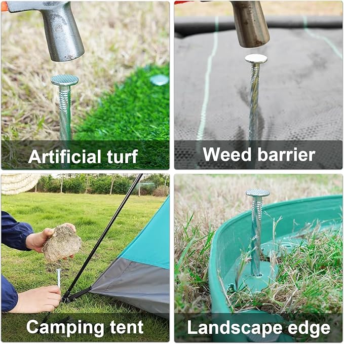 Artificial Turf Stakes Galvanized Spiral Landscape Spikes 6IN Weed Barrier Fabric Stakes for Paver Edging, Gardening Lawn Edging, Carpentry and More (52 PC)