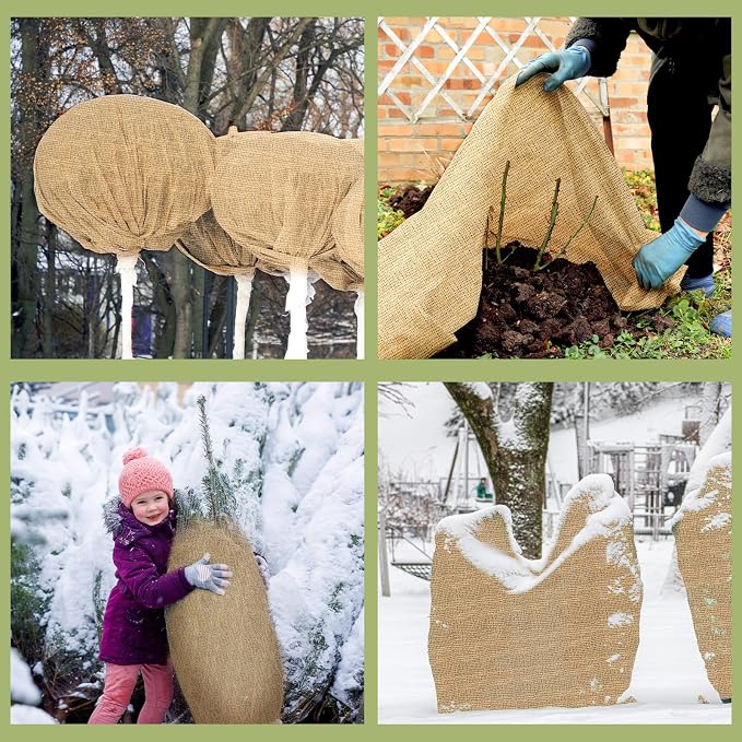 Buryeah 40 Inch x 6.6 ft Burlap Fabrics Roll Natural Burlap Garden Multipurpose Weed Barrier Garden Landscape Blankets Cloth Weed Barrier Fabric Jute for Outdoor Home Craft Shrubs Party Decor