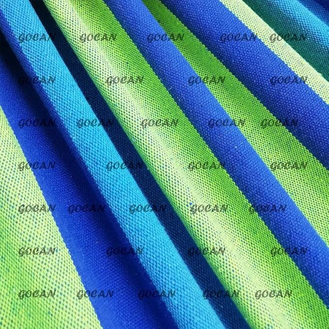 GOCAN Brazilian Double Hammock 2 Person Extra Large 220x160cm Total Length 330cm Load 500lb Canvas Cotton Hammock for Patio Porch Garden Backyard Lounging Outdoor and Indoor(Blue/Green) XXL