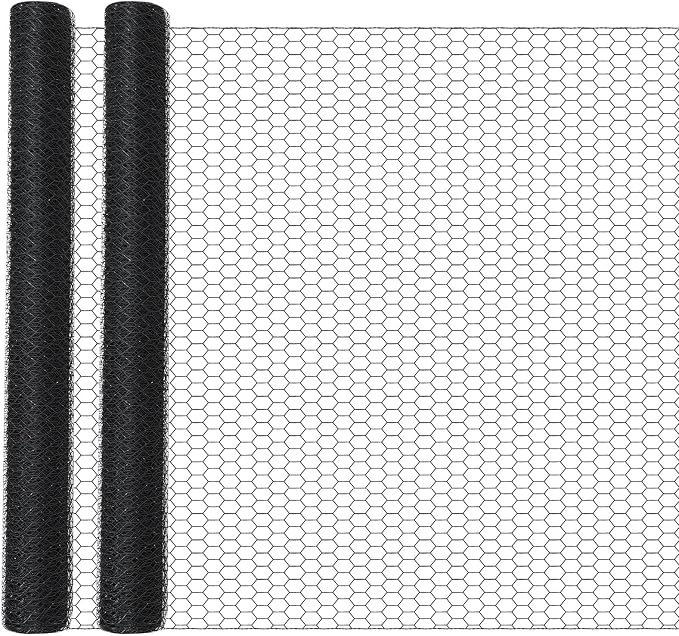 GlikCeil 48 in x 200 ft Chicken Wire Fencing Metal Floral Chicken Wire Mesh for Crafts Poultry Garden, 1 Inch Hexagonal Galvanized Hardware Cloth Netting for Poultry Coop Barrier Rabbit Cage (Black)