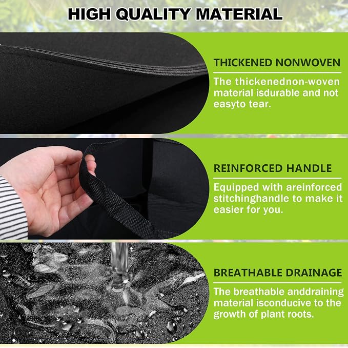 3 Sets 4 x 2 x 1 ft Thick Raised Garden Bed Liner Bags, Breathable Drainage Rectangle Grow Bag with Glove for Wooden Metal Frames, Outdoor Plants Growth Keep Soil Isolation (No Garden Bed)