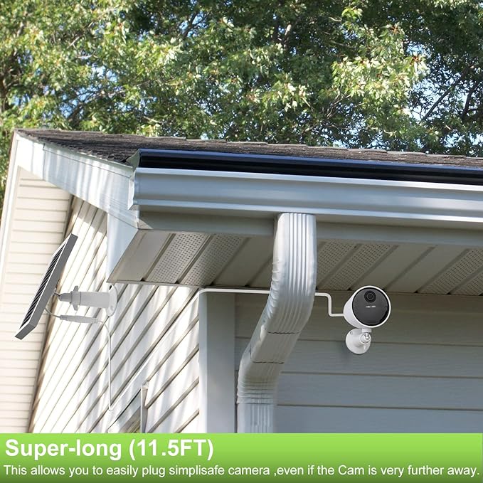 UYODM Solar Panel Compatible with SimpliSafe Outdoor Security Camera,Power Your SimpliSafe Outdoor Camera continuously, AL Alloy Frame Durable and Sturdy - Silver
