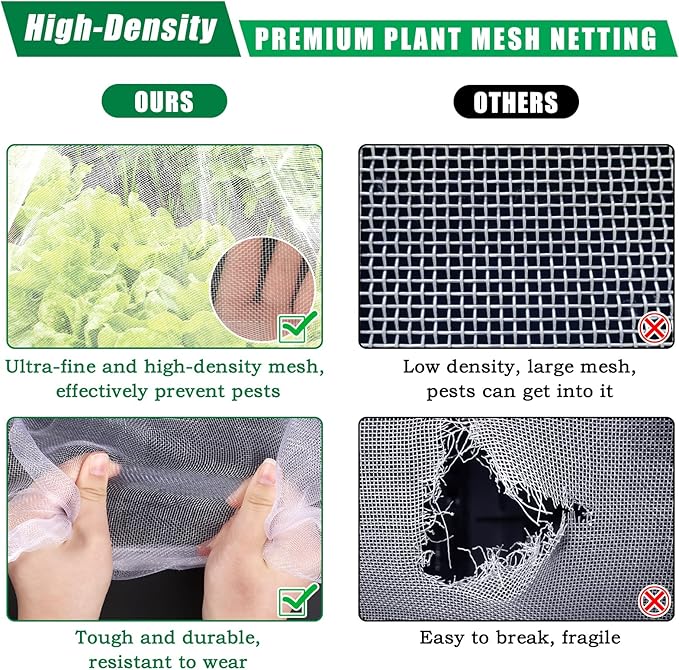 10 X 50 FT Garden Mesh Netting Pest Barrier for Raised Beds, Fruit Tree Netting for Cicadas, Bird Insect Nettings for Gardening, Blueberry Bush Strawberry Nettings Cover for Garden Protection