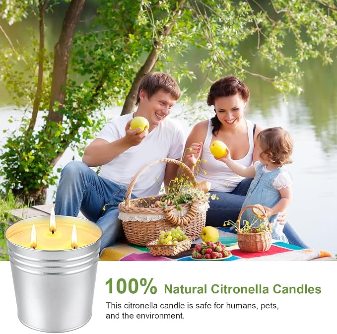 Citronella Candles Outdoor, 34OZ Large Citronella Candle for Patio, 3 Wicks Natural Soy Candle for Summer, 200 Hours Long Lasting Burn Outside Candles for Garden, Yard Balcony, Camping