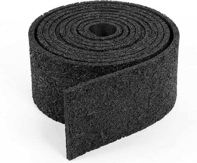 Pushglossy 140" x 5.5" Black Rubber Mulch Roll for Landscaping, Recycled Rubber Mulch Mat, Permanent Cuttable Weed Barrier Garden Edging Border for Plants Vegetables and Flowers
