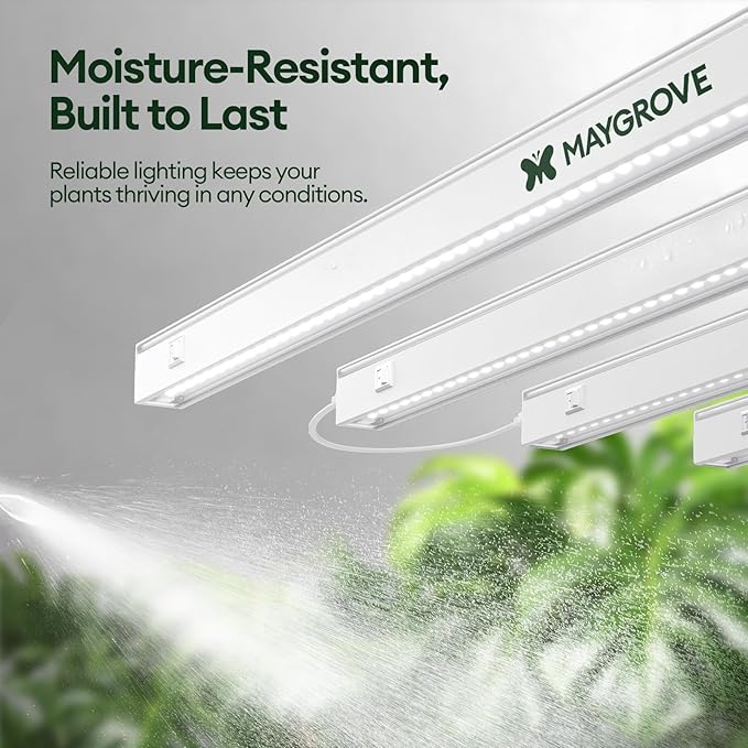 Maygrove T5 Grow Lights for Indoor Plants 1FT, Sun-Like Full Spectrum 5000K Grow Light, 28W(4 x 7W), Grow Light Strips for Seed Starting, Greenhouse, High PPFD, Linkabe, White, 4-Pack