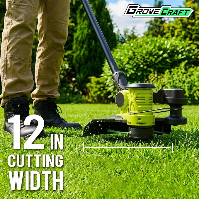 20V Cordless String Trimmer, 2x4Ah Grass Trimmer&Edger with 8 Replacement Spools, Battery Powered Weed Trimmer with Auto Line Feed for Garden, Lawn, Green