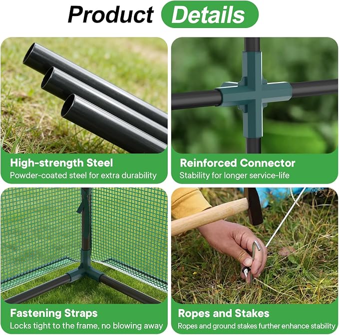 NEWBULIG Outdoor Greenhouse, Walk-in Greenhouse with 2 Tier 8 Plant Shelves, 56"×56"×77" Durable PVC Cover, Portable Greenhouses for Outdoor Garden, Patio, Porch, Backyard Green Houses, Green