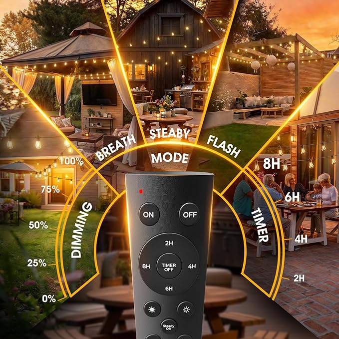 addlon 25FT LED Outdoor String Lights with Edison Shatterproof Bulbs, Heavy-Duty and Weatherproof Strand, Commercial Grade Patio Lights, Decorative for Garden or Patio, Black