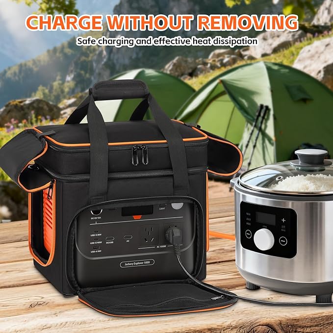 Skureay Portable Carrying Case Compatible with Jackery Explorer 1000/1000 v2/880/1500 pro, Flip-top Design, Double-Layer Soft Power Station Storage Bag for Accessories/Charging Cable/Solar Generator