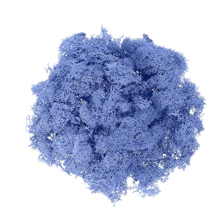 uxcell Preserved Reindeer Moss, 17.6oz Fake Moss for Crafts Artificial Dried Moss for Decoration Terrariums Potted Plants, Sky Blue