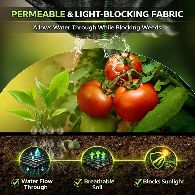 Weed Barrier Landscape Fabric Heavy Duty，Garden Fabric Weed Barrier，Black Mulch for Landscaping, Weed Blocker Fabric Garden Bed Cover Garden Supplies (1.3ft x 100ft)