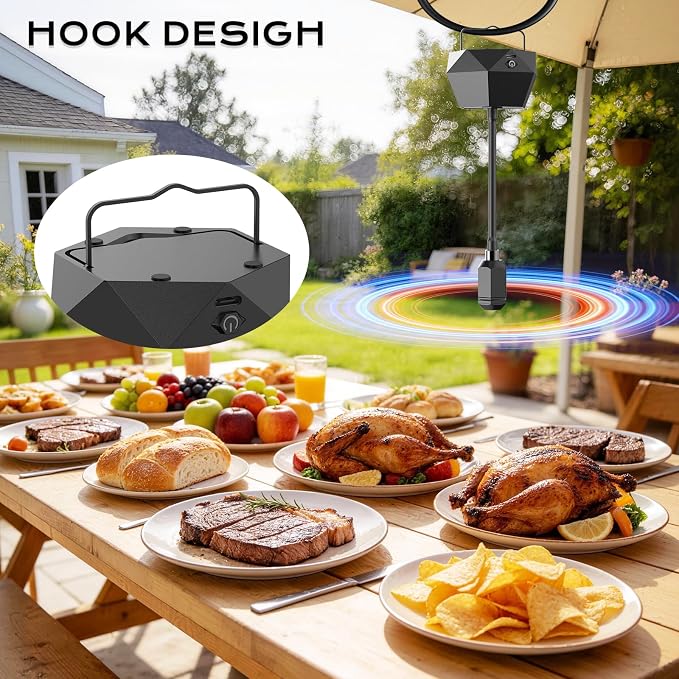 Fly Fans for Tables, Food Fans to Keep Flies Away with Adjustable Drection (360°) – Quiet Bug Fans with Soft Blades (6)