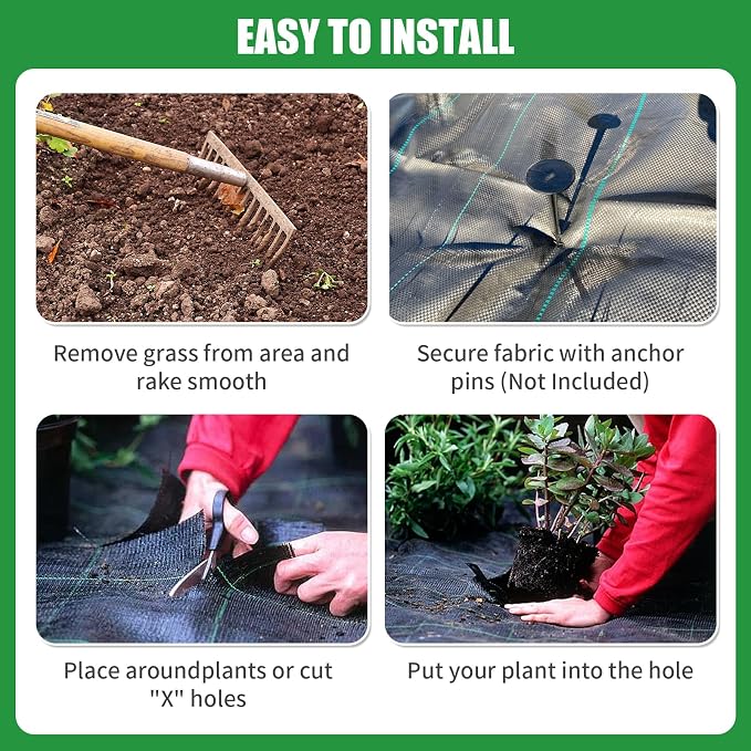 Weed Barrier Landscape Fabric Heavy Duty, Garden Weed Barrier Fabric 4 Ft X 105 Ft Geotextile Fabric Weed Block Gardening Mats Soil Erosion Control and UV Stabilized