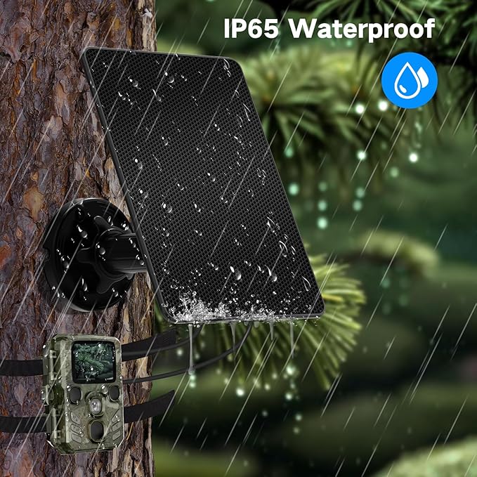 Trail Camera Solar Panel, Trail Camera Solar Panel with Built-in 5000mAh Large-Capacity Rechargeable Battery - Output 5V/6V, IP66 Waterproof Hunting Accessory Game Cameras Solar Charger