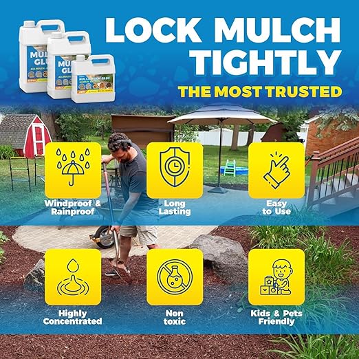 Mulch Glue for Landscaping, 32oz Rock Glue for Landscaping, Garden Anchor Adhesive for Stone, Pebble & Gravel, Rain Resistant Clear Finish, Pet Safe & Environmentally Friendly, Long Lasting Results