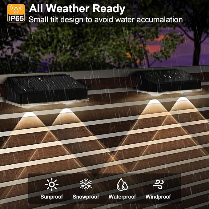 Solar Fence Lights Outdoor 12 Pack, Warm White & Cool White & 6 Colored+RGB Color Changing, High Brightness LED Spot Lens Deck Lights Dusk to Dawn for Backyard Railing Patio Wall, IP65 Waterproof