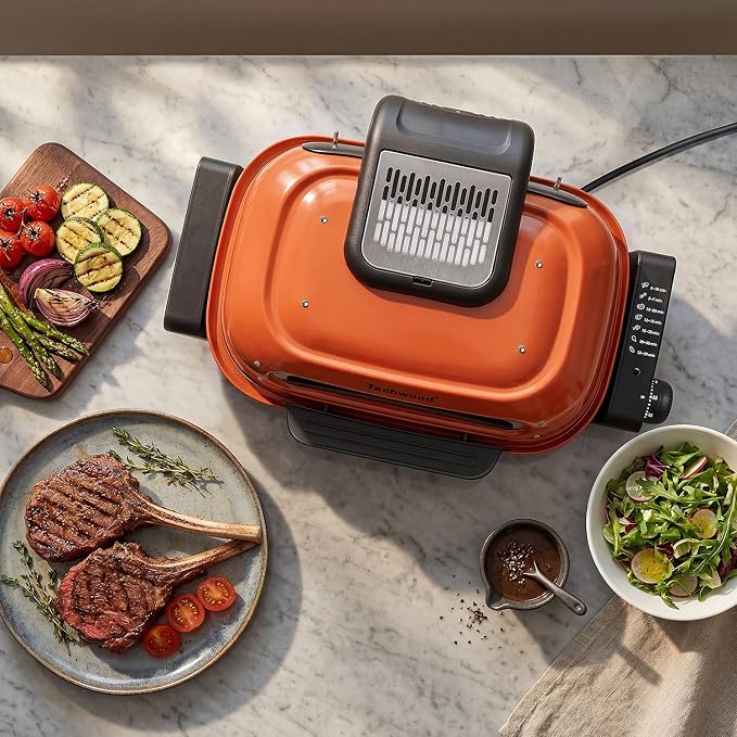 Electric Grill Outdoor, Techwood 3-1 Electric Grill for indoor/outdoor Cooking, 1300W Korean BBQ Grill with Timer Control Knob, Roast, Toast, Grill & More for Parties & Everyday Meals