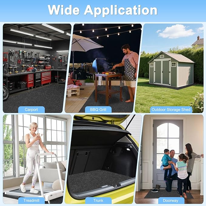 M METERXITY 3MM Thickened Outdoor Storage Shed Mat, 6 x 5 FT Garage Floor Mats with Reusable, Washable, Non Slip, Durable for Protects Garage Floors/Driveways/Entrance Doors/Deck [Gray]