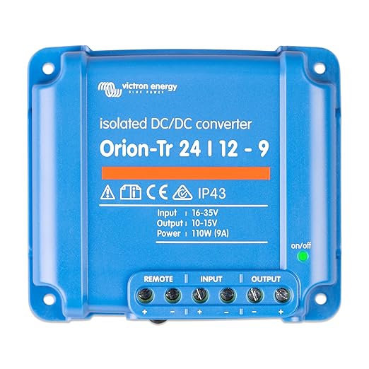 Victron Energy Orion-Tr DC to DC Converter - 24/12-Volt 9 amp 110-Watt - IP43 Protected - for Dual Battery Systems - Isolated