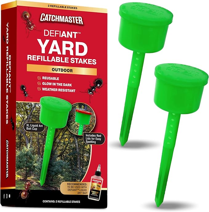 Catchmaster Defiant Reusable Extra-Large Outdoor Ant Traps for Yard (2 Pack), Ant Bait Stations for Liquid Ant Killer, Bait Not Included – XL Size Speeds Up Ant Elimination