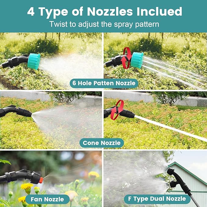 Battery Powered Sprayer 2 Gallon, 2026 Upgrade Electric Sprayer with 3 Adjustable Speed, Battery Indicator, 4 Mist Nozzles, Rechargeable Retractable Wand with Adjustable Shoulder Strap for Lawn Garden