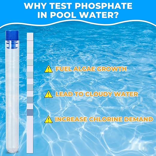 Phosphate Test Kit for Pool Hot-Tub: 50 Counts Water Phosphate Test Strips for Swimming Pool - Pool Phosphate Test Kit