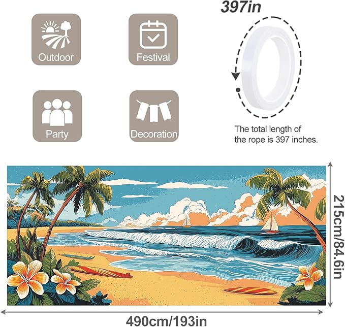 7 * 16FT Summer Palm trees Garage Door Cover Decorations Sunset Palm Trees Garage Door Banner for Outdoor Indoor Summer Party Photography Backdrop