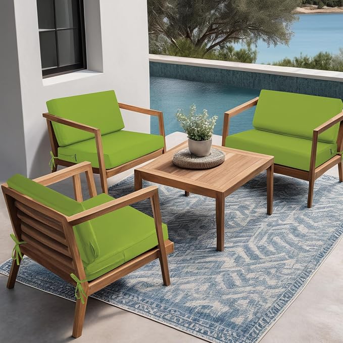 idee-home Outdoor Chair Cushions for Patio Furniture, Outdoor Seat Cushion | Waterproof Hampton Bay Deep Seat Replacement Couch Cushions for Garden Backyard Deck 26.5 x 26.5 Green